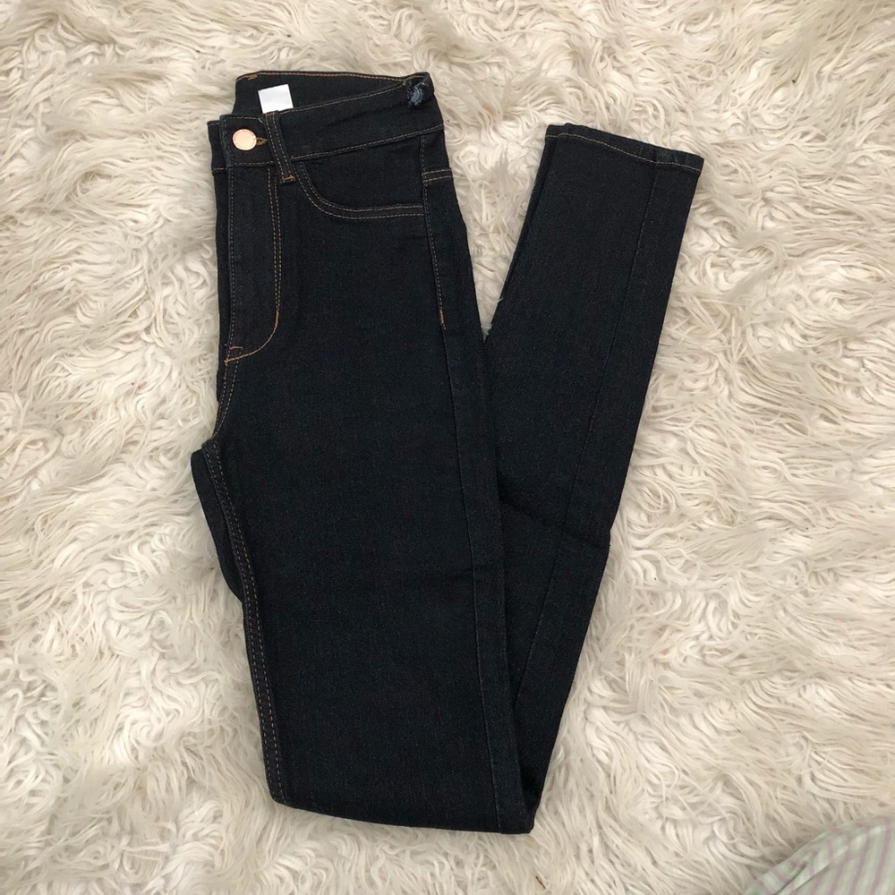 High waisted dark denim